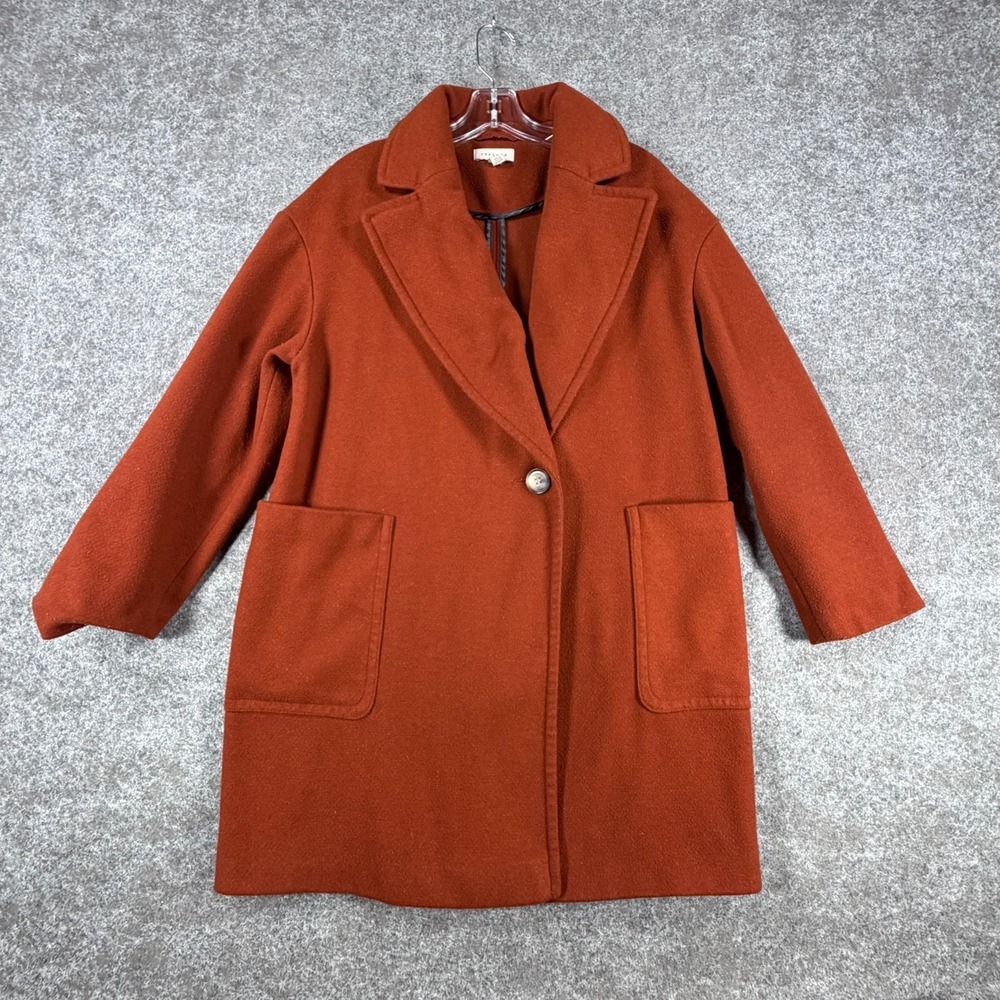 Topshop Carly Coat Womens 8 Brownish Orange Large Pockets Single Button Notch